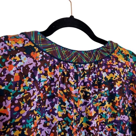 BCBGMaxAzria Womens Grape Paint Splatter Print Blouse Size XS - Picture 8 of 13
